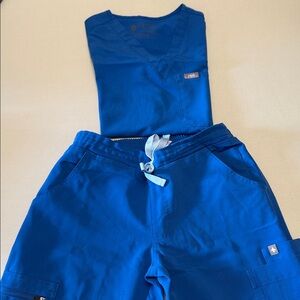 Figs Royal Blue Scrub Set